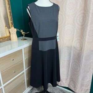 Jones New York NWT Black Gray Sleeveless Career Business Dress A-Line Sz 8
